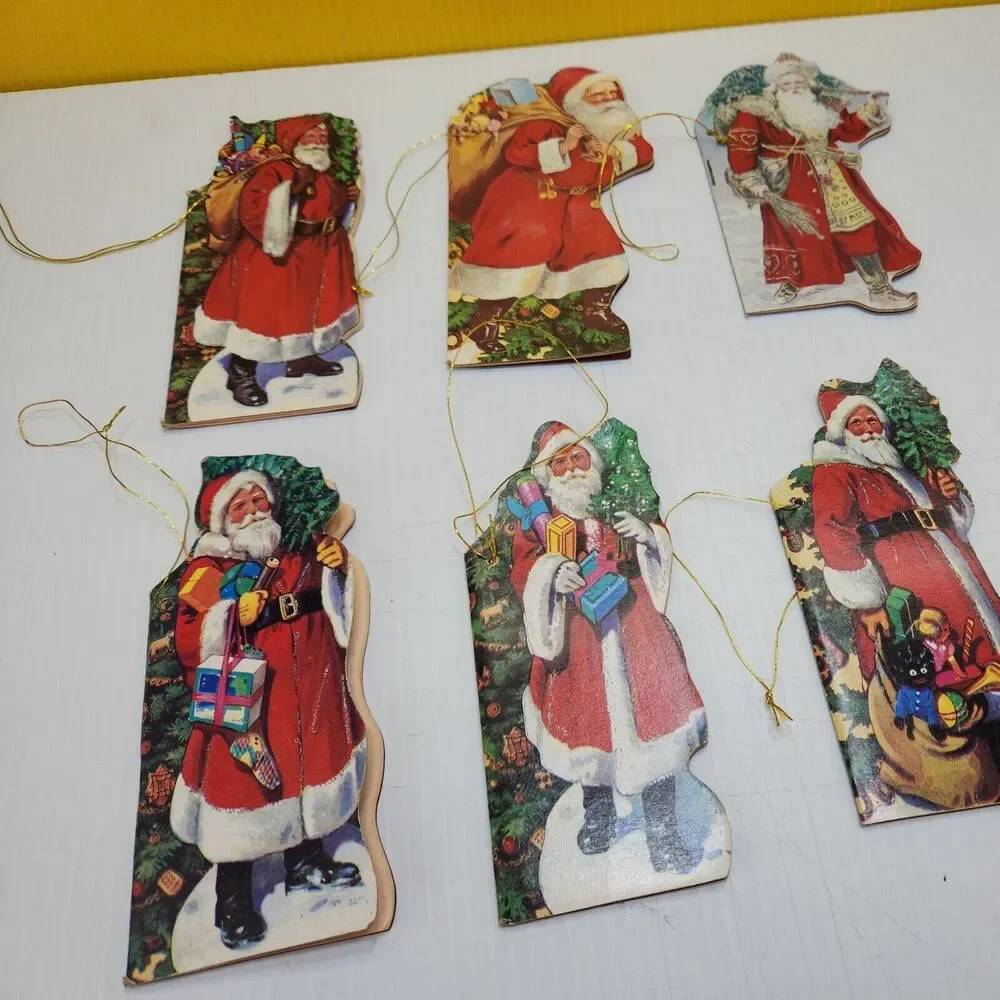 [lot 6] Vintage Santa Ornament Die Cut Cardboard Decoration Books Taiwan